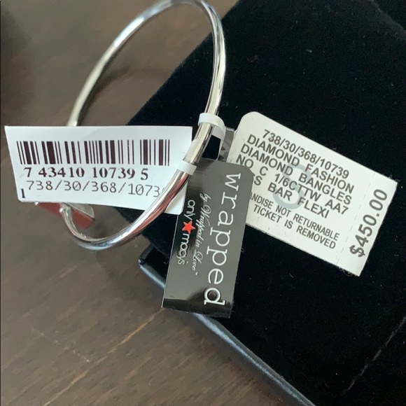 Wrapped Diamond Bar Bangle in Sterling Silver NWT - Picture 2 of 7